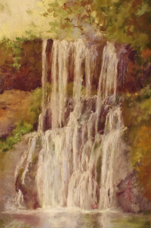 Upper North Falls, Pastel on Wallis, 12x18”
