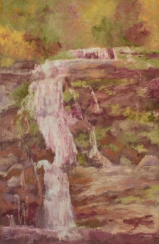 Waterfall, Pastels on Wallis Paper, 12x18"